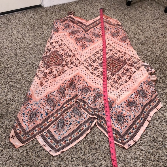 Francesca’s Collection Midi Dress Size Medium Peach Pink Scarf Print - Picture 7 of 7